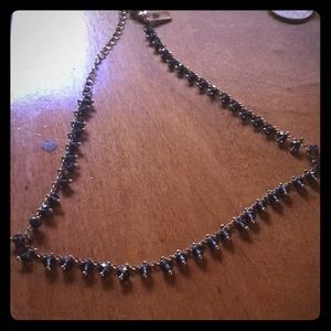 Gold chain blue gem dangle choker